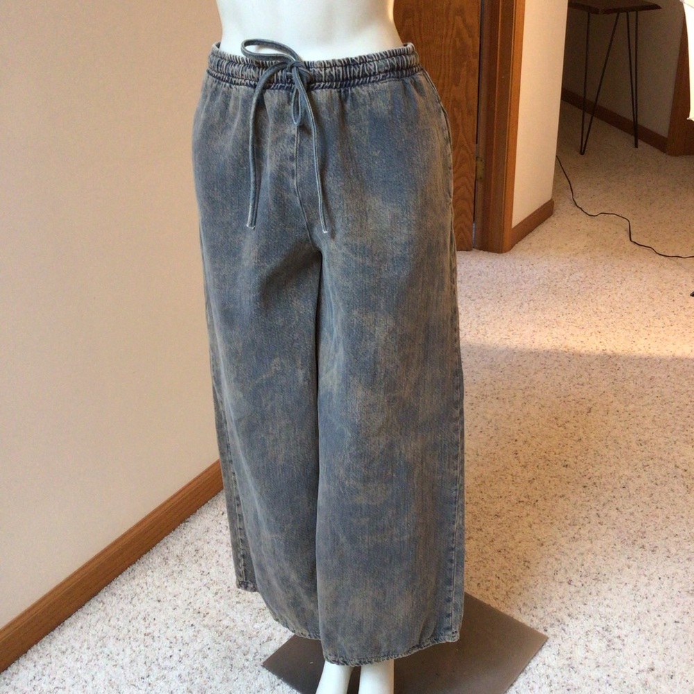 Zara Wide-Leg Stone Washed Blue Denim